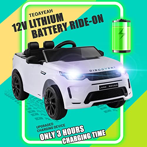 TEOAYEAH 12V Lithium Battery Powered Licensed Land-Rover Electric Car for Kids, Longer Playtime, Parent Remote Control Ride on Car, Wireless Music, Luxury Ride on Toys from TEOAYEAH