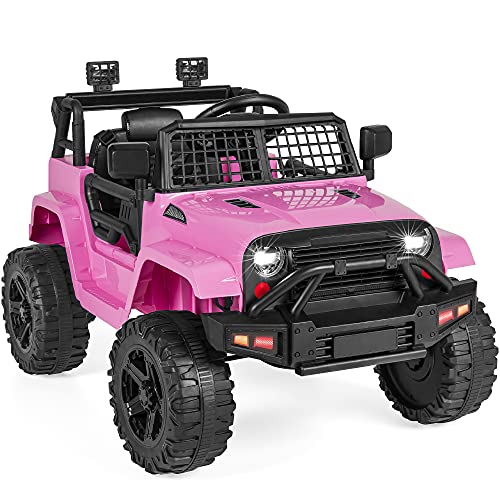 Best Choice Products 12V Kids Ride On Truck Car w/Parent Remote Control, Spring Suspension, LED Lights, AUX Port - Pink by Best Choice Products