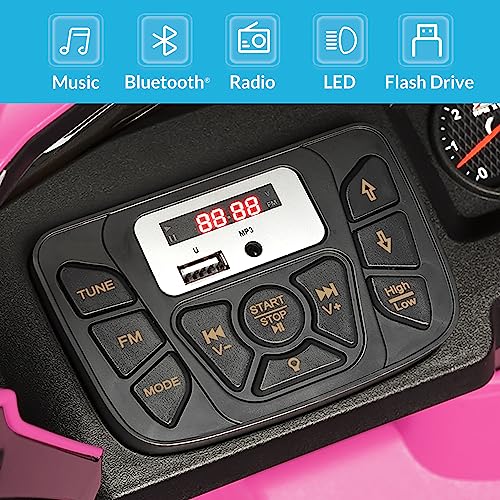 Kidzone 12V Battery Powered Licensed Chevrolet Silverado Trail Boss LT Kids Ride On Truck ATV Car, Toddler Electric Vehicles Toys w/ Remote Control, MP3/Bluetooth, Spring Suspension, LED Light, Pink from Kidzone