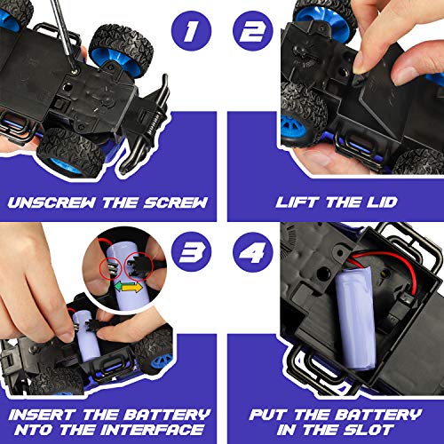 Remote Control Car for Kids - Durable Non-Slip Off-Road Shockproof High Speed RC Racing Car - All Terrain Eletronic RC Car Toy Gifts for 3 4 5 6 7 8 Year Old Boys Girls Teens (Dark Blue) from GaHoo