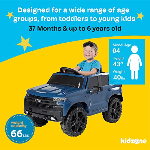 Kidzone 12V Battery Powered Licensed Chevrolet Silverado Trail Boss LT Kids Ride On Truck ATV Car, Toddler Electric Vehicles Toys w/ Remote Control, MP3/Bluetooth, Spring Suspension, LED Light, Pink from Kidzone