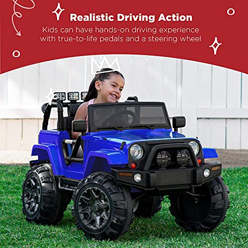 Best Choice Products Kids 12V Ride On Truck, Battery Powered Toy Car w/ Spring Suspension, Remote Control, 3 Speeds, LED Lights, Bluetooth - Blue from Best Choice Products