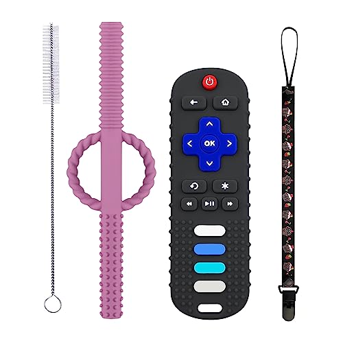 Baby Teether Toys - TV Remote Control Shape Silicone Toddler Teething Toys for Babies 6-12 Months (Black + Dark Purple) from YAYA GIFTS CO., LIMITED