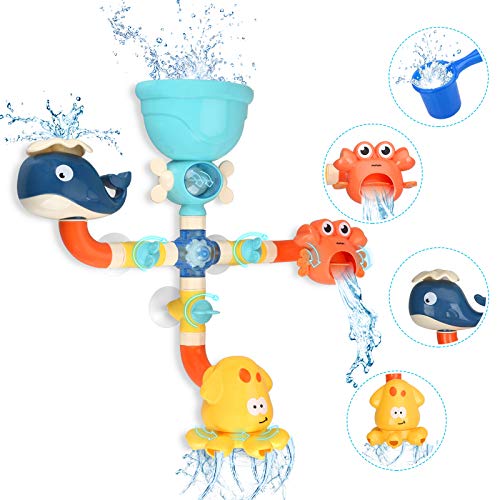 Bath Toys for Toddlers 2 3 4 5 Years Baby Kids Boys and Girls, Bathtub Toy for Age 4-8 DIY Pipes Tubes Bath Time Water Toys with Color Box Birthday Gift from TOYOKID