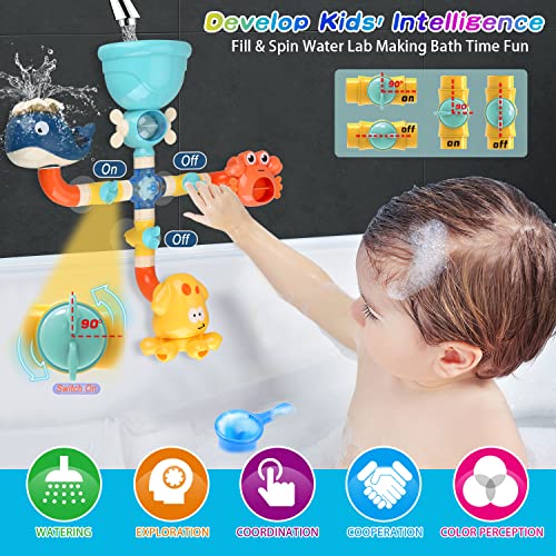Bath Toys for Toddlers 2 3 4 5 Years Baby Kids Boys and Girls, Bathtub Toy for Age 4-8 DIY Pipes Tubes Bath Time Water Toys with Color Box Birthday Gift from TOYOKID