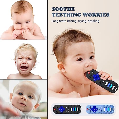Baby Teether Toys - TV Remote Control Shape Silicone Toddler Teething Toys for Babies 6-12 Months (Black + Dark Purple) from YAYA GIFTS CO., LIMITED