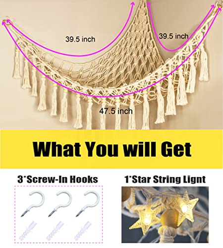 Stuffed Animal Toy Storage Hammock with LED Light-Macrame Jumbo Doll Room Corner Organizer Mesh Decoration-Hanging Storage Nets Kids Bedroom(Beads) from TCGPRO