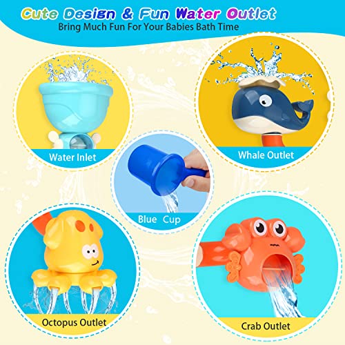 Bath Toys for Toddlers 2 3 4 5 Years Baby Kids Boys and Girls, Bathtub Toy for Age 4-8 DIY Pipes Tubes Bath Time Water Toys with Color Box Birthday Gift from TOYOKID