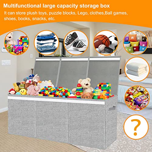 Pantryily Extra Large Toy Box for Girls Boys - Collapsible Kids Toy Chest Boxes Organizers and Storage for Nursery,Playroom,Office 35.8"x12.6"x16"(Grey) by Pantryily