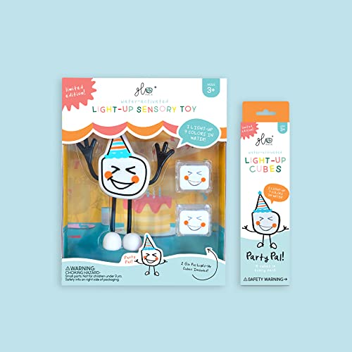 Glo Pals Party Pal Water-Activated Bath Toy with 6 Reusable Light-Up Cubes for Sensory Play from Glo Pals