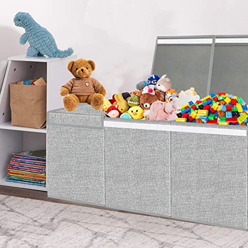 Pantryily Extra Large Toy Box for Girls Boys - Collapsible Kids Toy Chest Boxes Organizers and Storage for Nursery,Playroom,Office 35.8"x12.6"x16"(Grey) by Pantryily