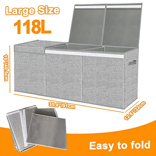 Pantryily Extra Large Toy Box for Girls Boys - Collapsible Kids Toy Chest Boxes Organizers and Storage for Nursery,Playroom,Office 35.8"x12.6"x16"(Grey) by Pantryily