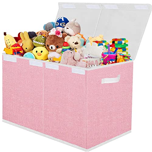 Pantryily Toy Box for Girls-Large Collapsible Kids Toy Chest Boxes Organizers and Storage for Nursery,Playroom,Office 24.5"x13"x16"(Pink) by Pantryily