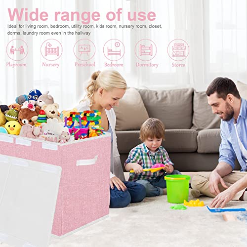 Pantryily Toy Box for Girls-Large Collapsible Kids Toy Chest Boxes Organizers and Storage for Nursery,Playroom,Office 24.5"x13"x16"(Pink) by Pantryily