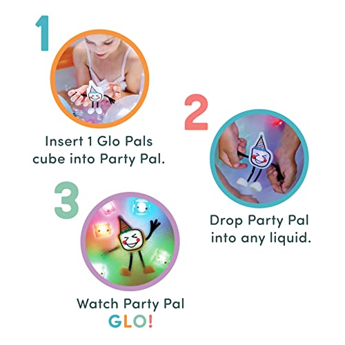 Glo Pals Party Pal Water-Activated Bath Toy with 6 Reusable Light-Up Cubes for Sensory Play from Glo Pals