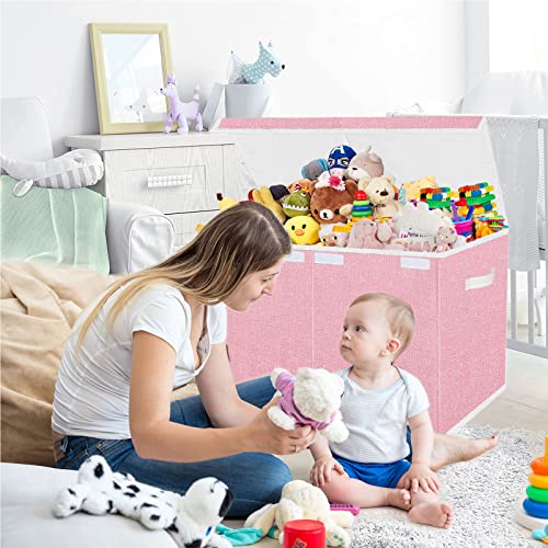 Pantryily Toy Box for Girls-Large Collapsible Kids Toy Chest Boxes Organizers and Storage for Nursery,Playroom,Office 24.5"x13"x16"(Pink) by Pantryily