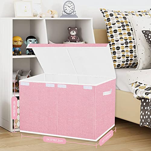 Pantryily Toy Box for Girls-Large Collapsible Kids Toy Chest Boxes Organizers and Storage for Nursery,Playroom,Office 24.5"x13"x16"(Pink) by Pantryily