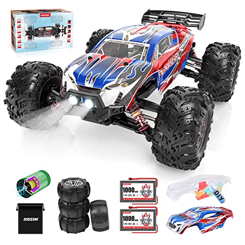 1:16 Brushless 55+ kmh High Speed Large RC Cars,Remote Control Car 4x4 Off Road Monster Truck Electric All Terrain Waterproof Toys Hobby Vehicle for Kids and Adults - 2 Batteries for 40+ Min Play by Hosim