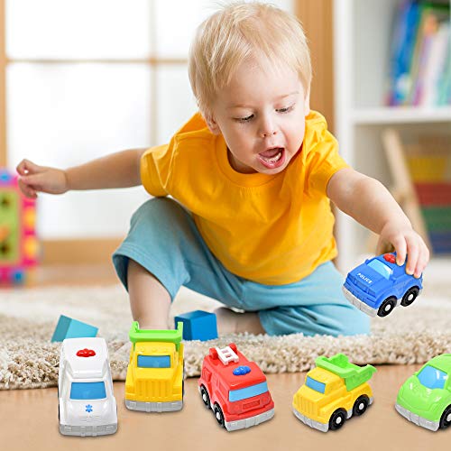 Mini Toy Vehicles for Toddlers, 6 Pack Dump Truck Car Fire Truck Construction Police Ambulance Plastic Cars Play Kit Set by Number 1 in Gadgets