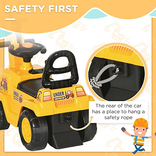 HOMCOM NO Power 3 in 1 Ride On Toy Excavator Digger Scooter Pulling Cart Pretend Play Construction Truck by Aosom LLC