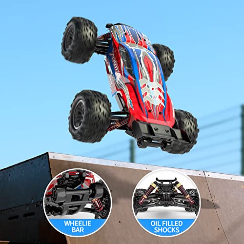 1:16 Brushless 55+ kmh High Speed Large RC Cars,Remote Control Car 4x4 Off Road Monster Truck Electric All Terrain Waterproof Toys Hobby Vehicle for Kids and Adults - 2 Batteries for 40+ Min Play by Hosim