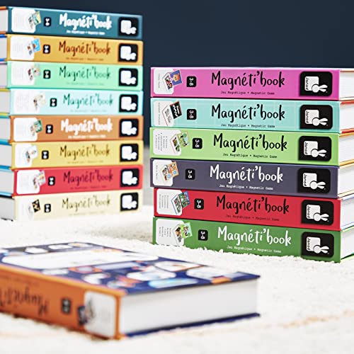 Janod MagnetiBook 69 pc Magnetic Racer Vehicles Game for Imagination Play - Book Shaped Travel/Storage Case Included - S.T.E.M. Toy for Ages 3+ by Juratoys US Corp