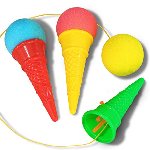 Novelty Place Ice Cream Shooters Toy (Pack of 12) - Squeeze N' Pop Game - Multi-Color Icecream Cone Foam Ball Launcher - Great Party Favors and Carnival Prize for Kids and Children (7 inch) by Novelty Place