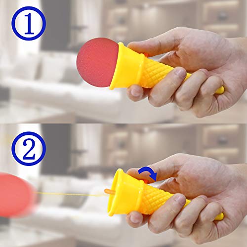 Novelty Place Ice Cream Shooters Toy (Pack of 12) - Squeeze N' Pop Game - Multi-Color Icecream Cone Foam Ball Launcher - Great Party Favors and Carnival Prize for Kids and Children (7 inch) by Novelty Place