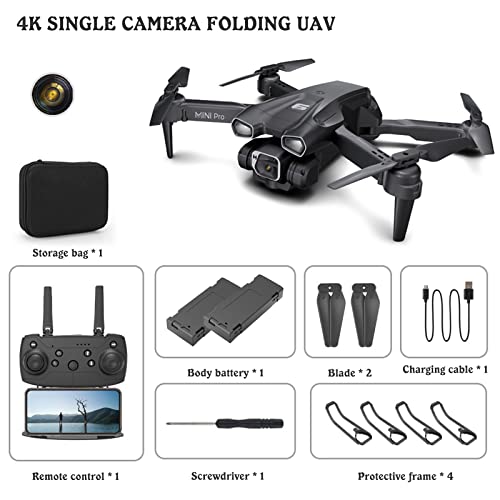 New H66 Aerial Drone, 4k Professional Hd Camera Drone For Adult, Long Endurance Folding Remote Control Aircraft With Wifi Fpv Live Video, Single Lens With Storage Bag, Trajectory Flight, App Control (Black B) from New H66 Aerial Drone_FYH0302908pm
