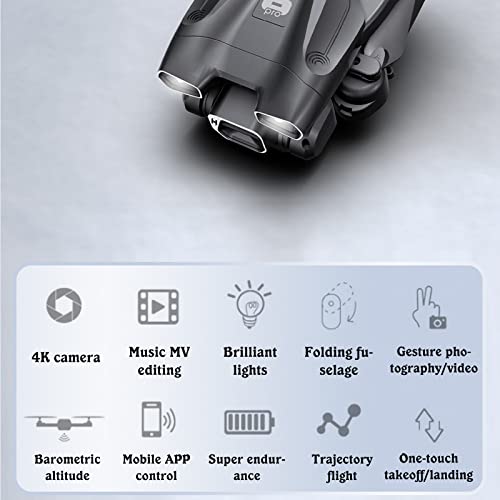 New H66 Aerial Drone, 4k Professional Hd Camera Drone For Adult, Long Endurance Folding Remote Control Aircraft With Wifi Fpv Live Video, Single Lens With Storage Bag, Trajectory Flight, App Control (Black B) from New H66 Aerial Drone_FYH0302908pm