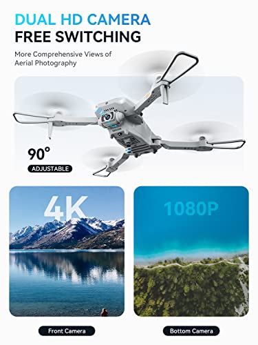 Drone with Camera for Adults 4K - ROVPRO Dual Camera S60 RC Quadcopter with APP Control - Obstacle Avoidance, Waypoint Fly, Altitude Hold, Follow Me, Roll Mode, Headless Mode, 2 Batteries by ROVPRO