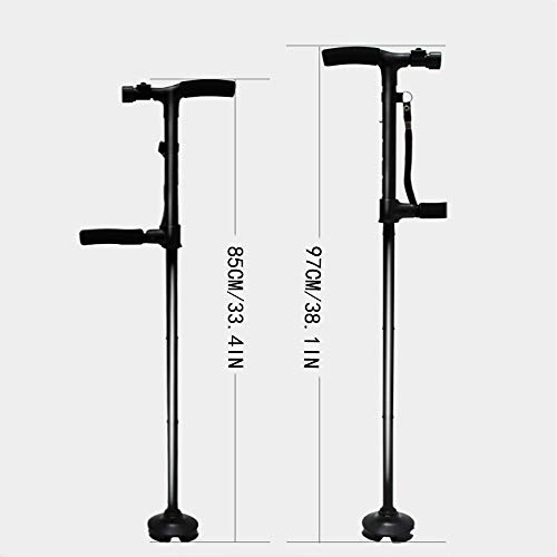YSYDE Folding Walking Cane with LED Light, Travel Lightweight Aluminum Canes Two-Handle Pivoting Quad Base Ideal Daily Living Aid for Limited Mobility by 
