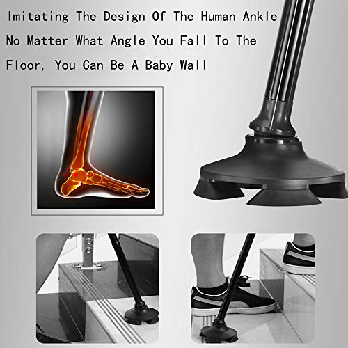 YSYDE Folding Walking Cane with LED Light, Travel Lightweight Aluminum Canes Two-Handle Pivoting Quad Base Ideal Daily Living Aid for Limited Mobility by 