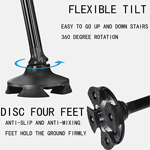 YSYDE Folding Walking Cane with LED Light, Travel Lightweight Aluminum Canes Two-Handle Pivoting Quad Base Ideal Daily Living Aid for Limited Mobility by 