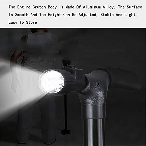 YSYDE Folding Walking Cane with LED Light, Travel Lightweight Aluminum Canes Two-Handle Pivoting Quad Base Ideal Daily Living Aid for Limited Mobility by 