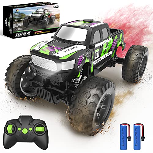 DEERC DE44 Remote Control Monster Truck with Fog Mist, Dual Motors Off Road RC Car, 4WD Rock Crawler with LED Lights, Spray Water Mist, 70+ Min Play, Toy Vehicle for Boys Girls and Adults by DEERC