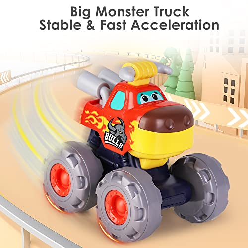 iPlay, iLearn Toddler Monster Truck Toys, Baby Toy Cars for 1 2 3 Year Old Boy, BigWheels Play Vehicles, Pull Back, Friction Powered, Push Go Animal Car, Cool Birthday Gifts for 12 18 24 Month Kids from iPlay, iLearn