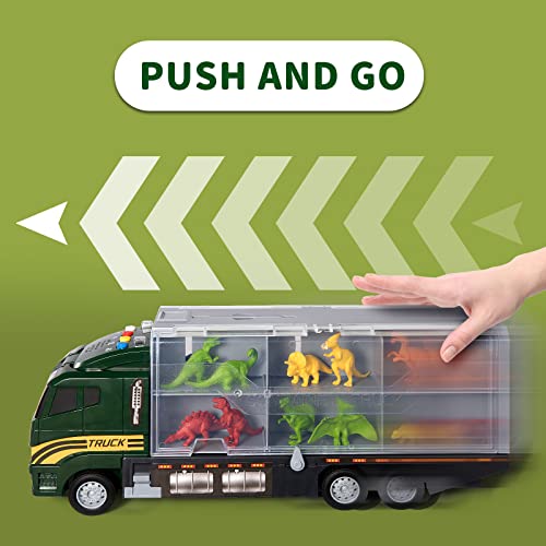 39 in 1 Dinosaur Toy Truck for Kids 3-7 with Play Mat, Dino Transport Carrier Vehicle Toy with Lights and Sounds, Toys for Toddler 3 4 5 6 Years Old Boys Includes Dino Figures, Eggs and Trees from SNAEN