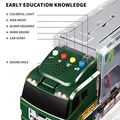 39 in 1 Dinosaur Toy Truck for Kids 3-7 with Play Mat, Dino Transport Carrier Vehicle Toy with Lights and Sounds, Toys for Toddler 3 4 5 6 Years Old Boys Includes Dino Figures, Eggs and Trees from SNAEN