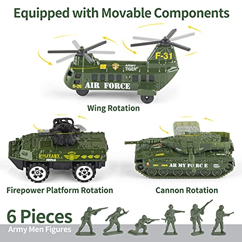 18 Pcs Military Truck with Army Men Toy Set for Boys, Mini Die-cast Battle Car in Transport Carrier Truck Playset, Army Toy Vehicle for Boy Girl Kid Toddler 8-12 Year Old Birthday Gift Party Favor by Divwa