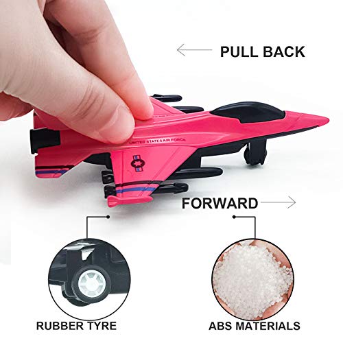 4 Pack Diecast Airplane Toys for 3 4 5 6 Year Old Boys, Pull Back Plane Toys Die Cast Aircraft Fighter Jet Toys Models Kids' Play Vehicles Airplanes for Kids Birthday & Party Favors by Toynspring