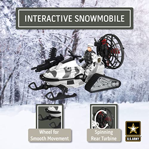 US Army Action Figures & Kids Snowmobile Military Toys Set w/ Snow Mobile, Soldier, Weaponry & Play Vehicle Accessories, 3+ from Brooklyn Lollipops Import Corp