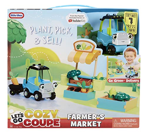Little Tikes Letâs Go Cozy Coupe Farmers Market Playset with Push and Play Vehicle for Tabletop or Floor Car Fun for Toddlers, Boys, Girls 3+ Years by MGA Entertainment