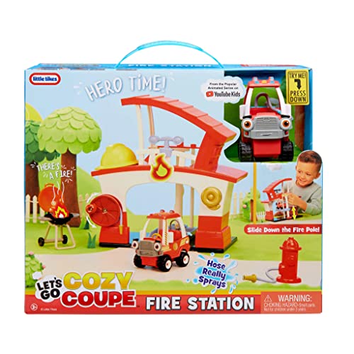Letâs Go Cozy Coupeâ¢ Fire Station Playset with Fire Truck Mini Push and Play Vehicle for Tabletop or Floor Push Play Car Fun for Toddlers, Boys, Girls 3+ Years from MGA Entertainment