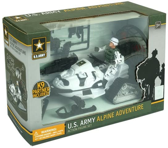 US Army Action Figures & Kids Snowmobile Military Toys Set w/ Snow Mobile, Soldier, Weaponry & Play Vehicle Accessories, 3+ from Brooklyn Lollipops Import Corp