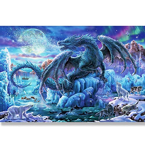 2000 Piece Puzzle Ice Dragon,2000 Piece Adult Children Puzzles, Jigsaw Puzzles 2000 Pieces Suitable for Adults Children (2000, New Ice Dragon) by Akumorain