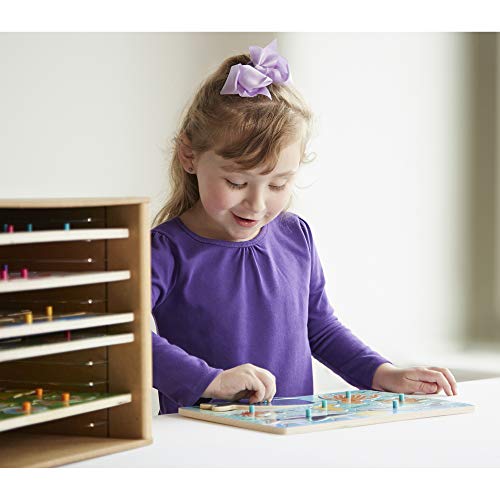 Melissa & Doug Natural Wood Puzzle Storage Case (Holds 12 Puzzles) - Wooden Puzzle Rack Organizer by Melissa & Doug