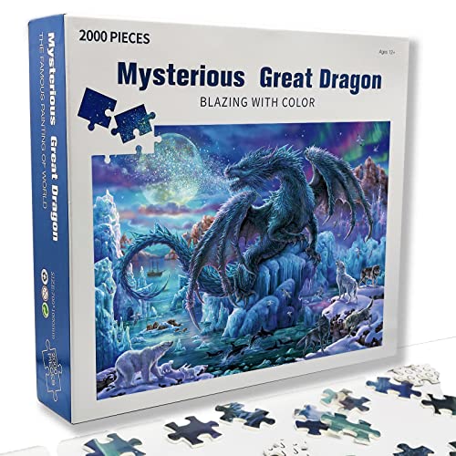 2000 Piece Puzzle Ice Dragon,2000 Piece Adult Children Puzzles, Jigsaw Puzzles 2000 Pieces Suitable for Adults Children (2000, New Ice Dragon) by Akumorain