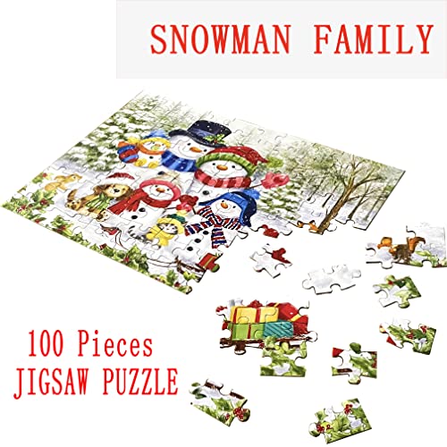 100 Pieces Christmas Puzzles for Kids Ages 4-8 8-10, Snowman Family Jigsaw Puzzle for Adult, Kids Puzzles Ages 3-5 6-8, Gifts for Boys Girls from Poycuna