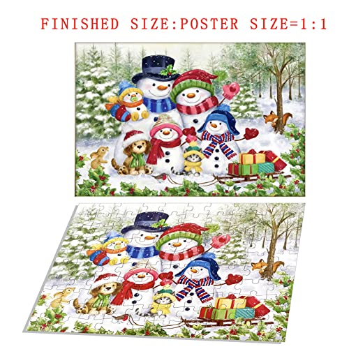 100 Pieces Christmas Puzzles for Kids Ages 4-8 8-10, Snowman Family Jigsaw Puzzle for Adult, Kids Puzzles Ages 3-5 6-8, Gifts for Boys Girls from Poycuna